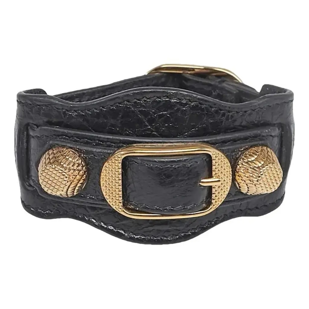 Balenciaga Agneau Arena Giant Stud Bracelet (Gray/Gold, Size Small)